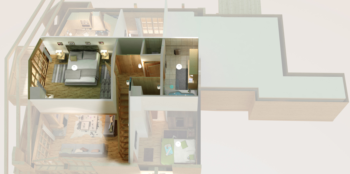 Saint-Martin de Belleville, en Savoie, Les Chalets du Nant Giraud 2, 4D Univers - Agence 3d - Architecture 3d - Perspective 3D- Animation 3D,