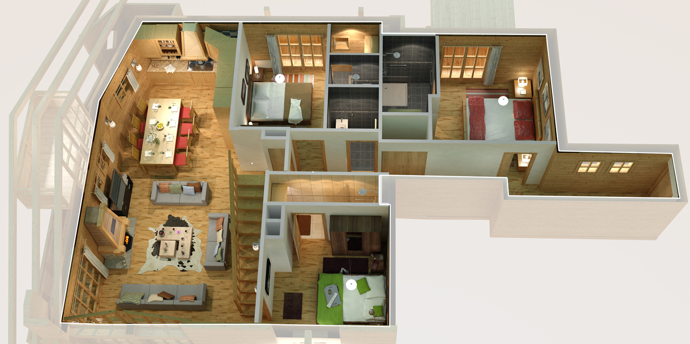 Saint-Martin de Belleville, en Savoie, Les Chalets du Nant Giraud 2, 4D Univers - Agence 3d - Architecture 3d - Perspective 3D- Animation 3D,